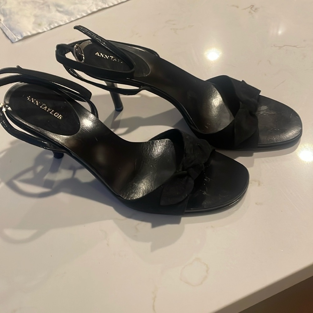 Black suede sandal heels